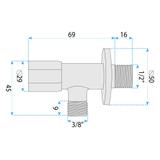 Ъглов вентил 02  1/2" x 3/8" Brush Nickel