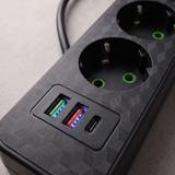 Listwa zasilająca Przedłużacz 4 gniazda + 2x USB-A + USB-C JNH021-4A Czarny