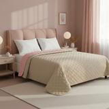 Narzuta dwustronna pikowana Inez beżowo-różowy