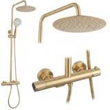 Rea Drop Brush Gold dušas komplekts ar termostatu
