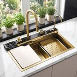 Wielofunkcyjny zlewozmywak stalowy 10w1 REA Alonzo Złoty Szczotkowany