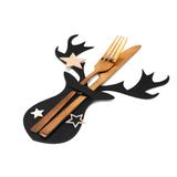 Pokrowiec na sztućce Świąteczny 6 szt Renifer Czarny