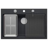 granitový drez MARC 110 WORKSTATION Black Metallic