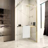 Toalheiro de prateleira EVO escovado em ouro para paredes de chuveiro