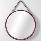 Lustro na pasku okrągłe drewniane   50 cm NBKL-19028