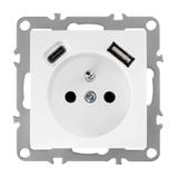 Gniazdo pojedyncze z uziemieniem + USB-A USB-C OSTE JNH004-G Białe