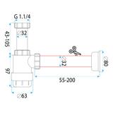 Bidetový sifón REA HC2 - biely, nízky