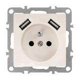 Gniazdo pojedyncze z uziemieniem + 2x USB-A OSTE JNH003-G Beżowe