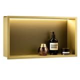 bathroom shelf LED 30x60 brush gold