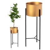 Zestaw 3 Złoto-Czarnych Kwietników Metalowych