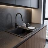 Steel sink with 3-piece accessory set REA Leo 50 Black
