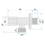 Ъглов вентил 02 1/2" x 3/4" Titan