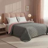 Narzuta dwustronna pikowana Inez  ciemnoszary-różowy