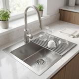 Steel sink with 3-piece accessory set REA Leo 50 Brush Nickel