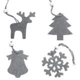Zestaw 16szt świątecznych zawieszek na choinkę Szare