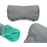 Mufka ocieplana na wózek dziecięcy - Szaro-miętowa