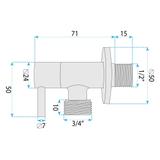 Ugaoni ventil 1/2" x 3/4" Gold