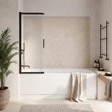 Badekarsskærm skydedør Rea Dario Black 80
