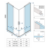 Καμπίνα ντους REA Montana Double Gold Brush 80x100