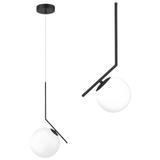 Lampa Sufitowa Wisząca Szklana Kula  G107-1W Czarna Biała