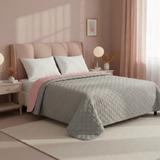 Narzuta dwustronna pikowana Inez  jasnoszary-różowy