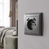Gniazdo pojedyncze z uziemieniem + 2x USB-A z ramką OSTE JNH003-G Szare