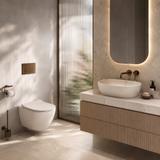 Ensemble WC Suspendu Focus + Lavabo à Poser Rea Focus Creme