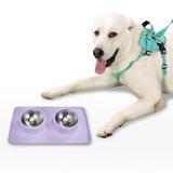 Metalowe Miski Dla Psa lub Kota z Antypoślizgową Matą Fiolet PJ-088