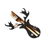 Pokrowiec na sztućce Świąteczny 4 szt. Renifer Czarny