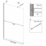 Shower screen Rea Aero Black Mat 120 + hanger EVO