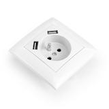Gniazdo pojedyncze z uziemieniem + 2x USB-A z ramką OSTE JNH003-G Białe
