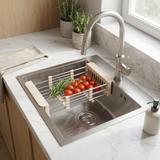 Steel sink with 3-piece accessory set REA Leo 50 Brush Nickel