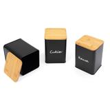 Zestaw 3 pojemników kuchennych Czarne 391890