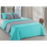 Narzuta dwustronna Amanda miętowo-ciemnoszara 220x240