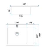 Stainless steel sink Fin Black