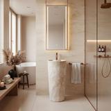 νιπτήρας δαπέδου κεραμικός/ μαρμάρινη όψη  Blanka Savana Matt  Μ: 40 x Π 40 Ύψος 85 Βάθος 14,5 εκ