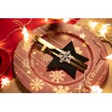 Pokrowiec na sztućce Świateczny 6 szt Gwiazda Czarna