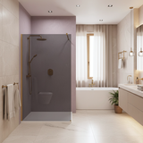 Stena za prhanje Rea Flexi Grey / Brush Gold 140