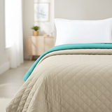 Narzuta dwustronna pikowana Inez beżowo-miętowy