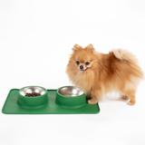 Metalowe Miski Dla Psa lub Kota z Antypoślizgową Matą Zielona PJ-087