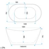 Freestanding bath Rea Ferrano Slim 180