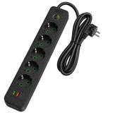 Listwa zasilająca Przedłużacz 5 gniazda + 2x USB-A + USB-C JNH022-5A Czarny