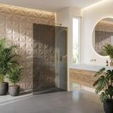 Stena za prhanje Rea Flexi Grey / Brush Gold 80