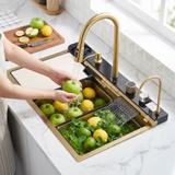 Wielofunkcyjny zlewozmywak stalowy 10w1 REA Alonzo Złoty Szczotkowany