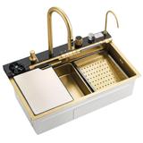 Wielofunkcyjny zlewozmywak stalowy 10w1 REA Alonzo Złoty Szczotkowany