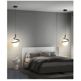 GLASKUGEL SPIRALFÖRMIGE PENDELLEUCHTE GLASS SPHERE SPIRAL PENDANT LAMP APP1732-1CP BLACK