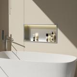 bathroom shelf LED 30x60  steel brush