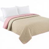 Narzuta dwustronna pikowana Inez beżowo-różowy