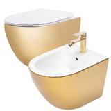 Setti CARLO Mini Flat wc-istuin + CARLO MINI GOLD/WHITE bidee