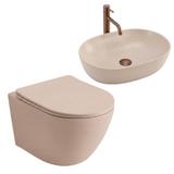 Set Závesné WC Focus + Umývadlo na Dosku Rea Focus Taupe